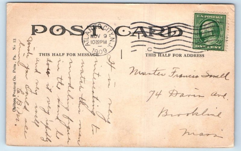 ATLANTIC CITY, NJ New Jersey ~ SAND SCULPTURES on BEACH 1909 Postcard