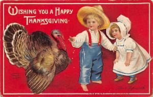 Thanksgiving, Ellen H Clapsaddle Postcard Writing on back corner wear writing...