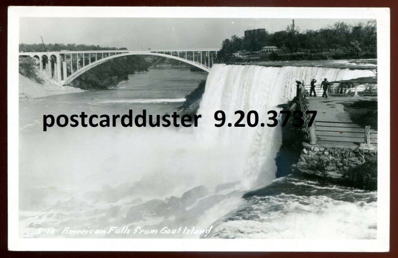 h3253 - NIAGARA FALLS NY 1950s Bridge from Goat Island. Real Photo Postcard