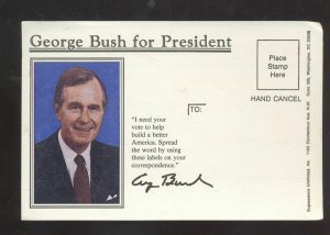 GEORGE BUSH FOR PRESIDENT VINTAGE POLITICAL ADVERTISING POSTCARD & STICKERS