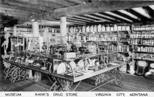 RPPC VIRGINIA CITY MT Museum Rank's Drug Store Interior Photo Postcard ca 1940s