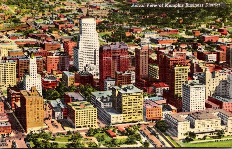 Tennessee Memphis Business District Aerial View Curteich