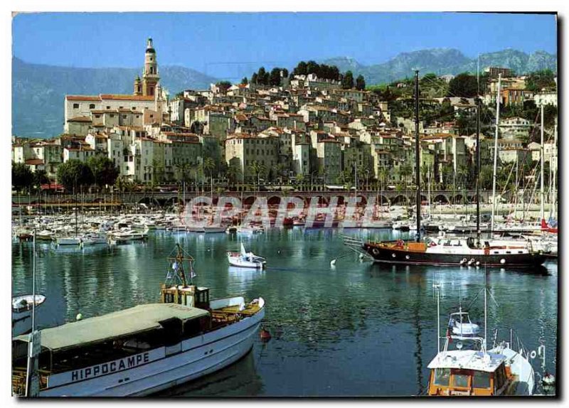 Modern Postcard The French Riviera Alpes Maritimes Menton Vieux Port St. Mich...