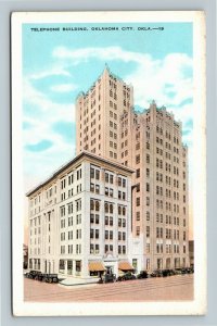 Oklahoma City OK, Telephone Building, Street View Period Cars, Vintage Postcard