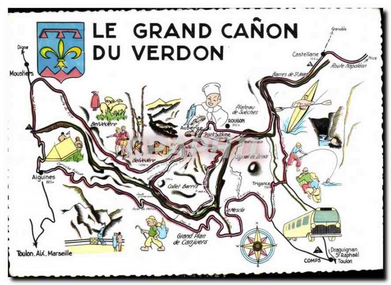 Postcard Old Tourist Circuit of the Grand Canyon of Verdon