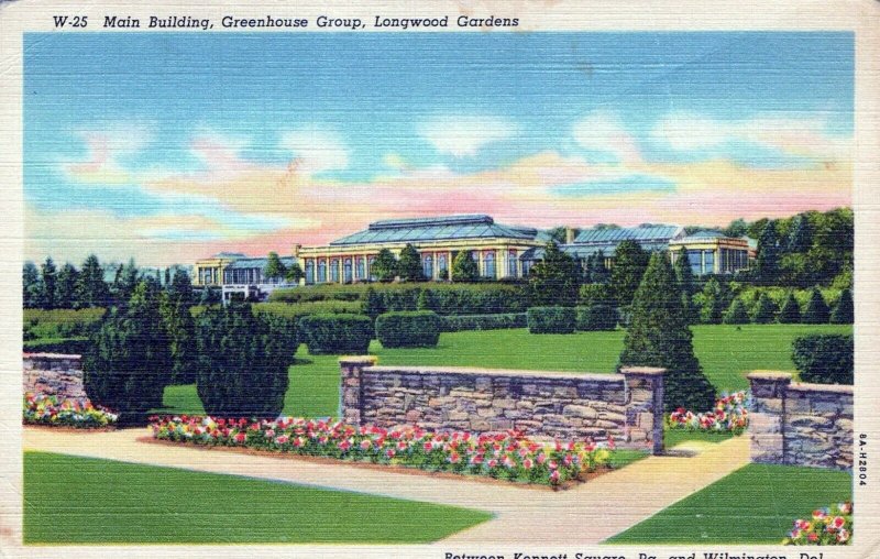 Greenhouse Group Longwood Gardens Wilmington DL Posted Vintage Linen Post Card