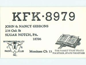 Holy Bible - Religion Religious - Qsl Ham Radio Card Sugar Notch PA t1606