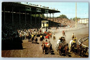 Calgary Alberta Canada Postcard Chuckwagon Races Calgary Stampede 1971