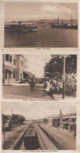 Suez Railway Road City Garden Canal 3x Egypt Old Postcard s