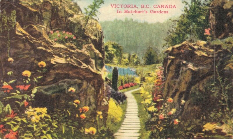 Canada Victoria British Columbia In Butchart Gardens Vintage Postcard 07.38