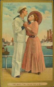 Couple Sailor Romance Love c1910 Postcard