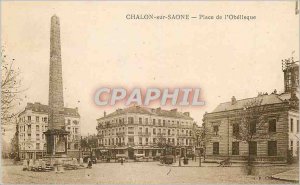 Old Postcard Chalon sur Saone Square Obelisk