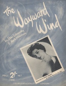 The Wayward Wind Gogi Grant 1950s Sheet Music