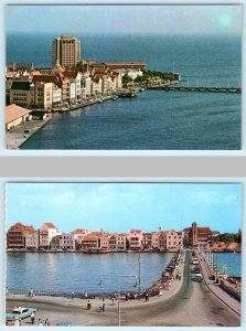 2 Postcards CURACAO, Netherland Antilles ~ HARBOR ENTRANCE Pontoon Bridge c1960s