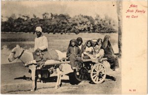 PC ADEN ARAB FAMILY ON CART ETHNIC TYPES YEMEN (a32035)