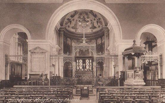 Organ & Interior Guildford Surrey Church Antique Postcard