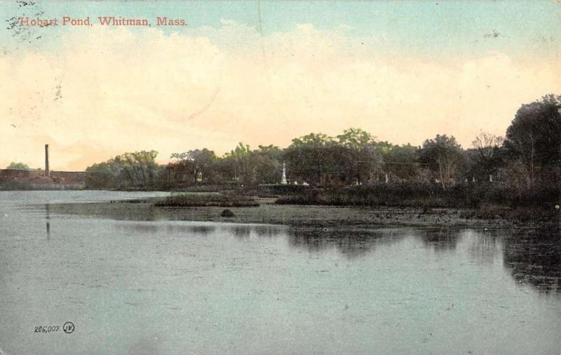 Whitman Massachusetts Hobart Pond Waterfront Antique Postcard K83817