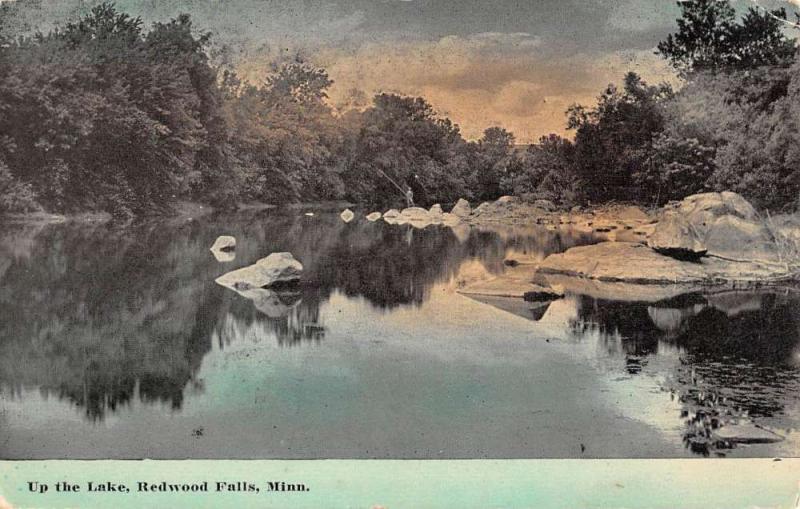 Redwood Falls Minnesota Up The Lake Waterfront Antique Postcard K77746