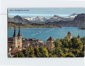 Postcard Müseggturme mit Alpen Lucerne Switzerland