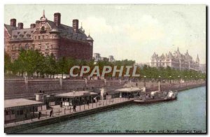 Old Postcard London Westminster Pier and New Scotland Yard