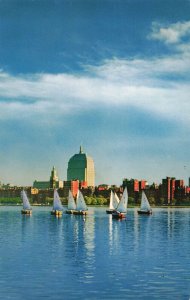 Sail Boats in Back Bay Charles River, Boston, Mass. Postcard