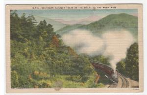 Southern Railway Train In The Mountains 1950s linen postcard