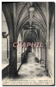 Old Postcard Champigny sur Veude I and L Side Gallery of the Collegiate or Ho...