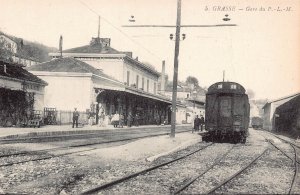 France Grasse Gare du PLM Train Railway Station postcard C324