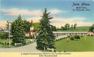 West Virginia Wheeling US 40 Twin Pines Motel Postcard Tichnor linen 22-1712