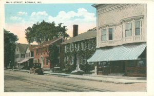 Norway, Maine Main Street Postcard 1927 Postmark