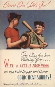 Boys Playing Baseball A Little Teamwork CHRISTIANITY INSPIRATION Postcard
