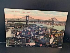 Postcard Manhattan Bridge, New York. 1911 Hand Tinted.    Z8