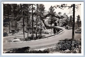 1940's RPPC PIGTAIL BRIDGE LEADING THRU TUNNEL IRON MOUNTAIN ROAD MT RUSHMORE