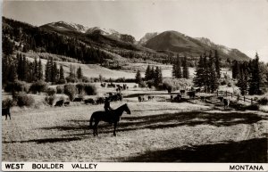 West Boulder Valley MT Montana Cowboy Rancher Horse Unused RPPC Postcard G36