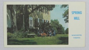 Two Soldiers on Lawn at Spring Hill - Winchester, Virginia - Vintage Postcard