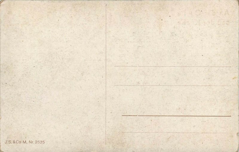 Germany comic  alcohol source red nose drunk man caricature vintage postcard