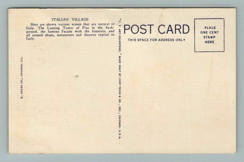 Italian Village World's Fair Chicago Illinois Postcard