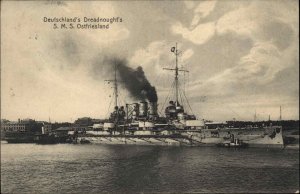 WWI German Battleship Deutschland Dreadnought SMS Ostfriesland Postcard