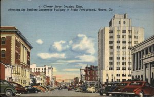 Macon Georgia GA Cherry Street Bankers Insurance Linen Vintage Postcard