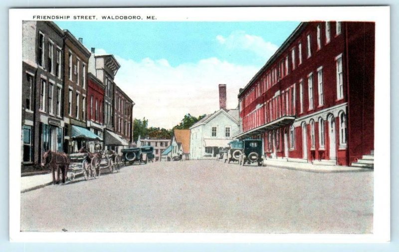 WALDOBORO, Maine ME FRIENDSHIP STREET Scene c1920s Lincoln County