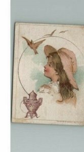 Coffee Trade Card S Dilworth Victorian Urn Advertising Antique Girl Hat Bonnet 