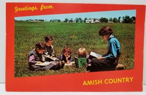 Greetings from Amish Country, Children Reading The Penna Dutch Postcard A2