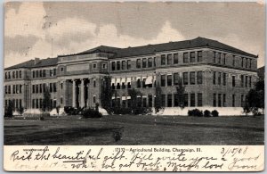 1908 Agricultural Building Champaign Illinois IL Front View Posted Postcard