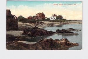 ANTIQUE POSTCARD MAINE YORK PEBBLY BEACH HAND CANCELED 