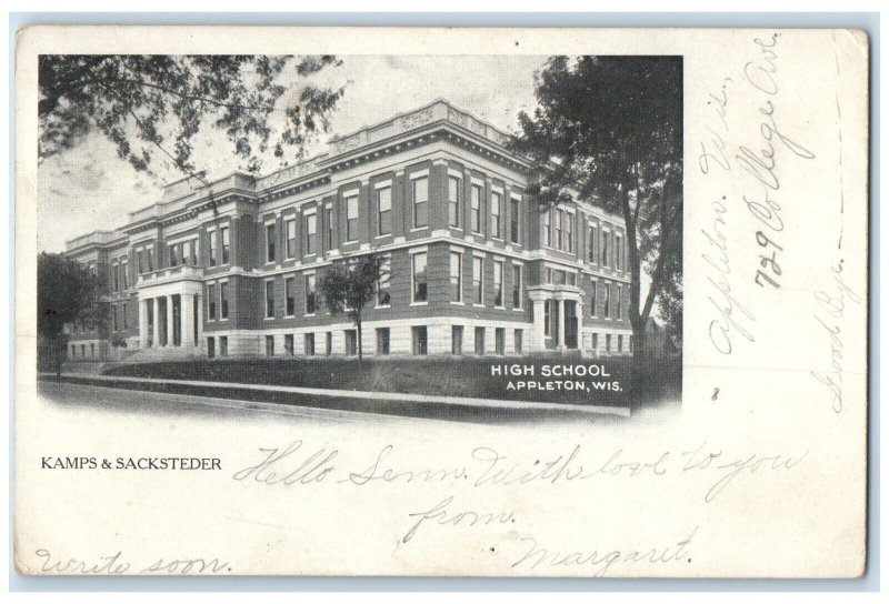 1906 Kamps & Sacksteder High School Exterior Appleton Wisconsin Vintage Postcard