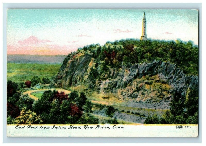 C.1907 East Rock Indian Head New Haven Connecticut Monument Vintage Postcard P79 