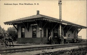 West Windham NH Anderson RR Train Depot Station SCARCE c1910 Postcard
