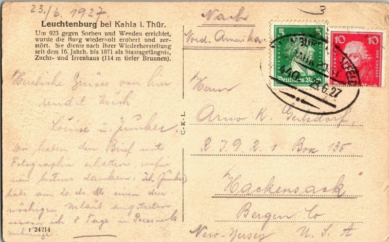 Leuchtenburg bei Kahla i Thur. WOB Foreign Antique Postcard Staatsgefangnis PM 