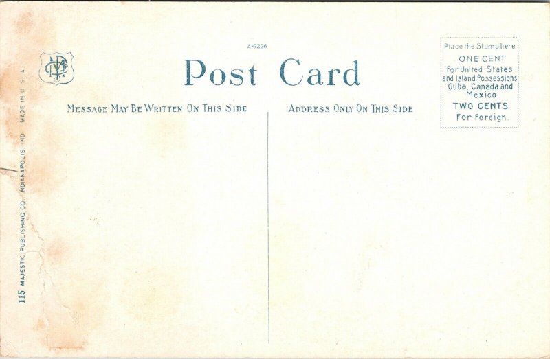 US Post Office Indianapolis Indiana IN Old Car WB Postcard VTG UNP Unused 