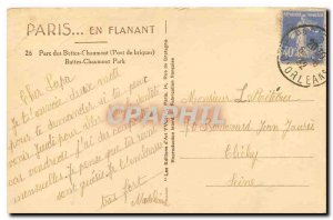 Old Postcard Paris while strolling Parc des Buttes Chaumont Bricks Bridge